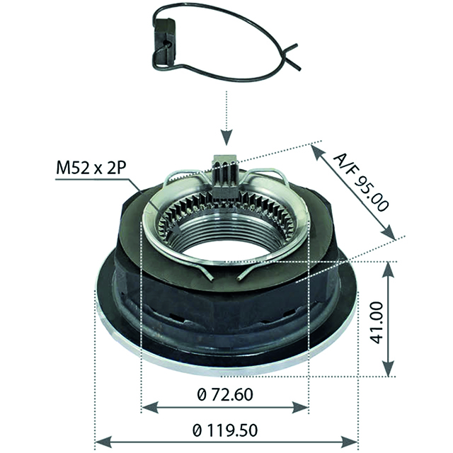 Axle End Nut - M52x2/AF95 - TTC